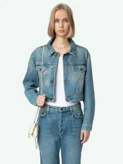 Shop Zadig & Voltaire Aretha Cropped JacketNEW Mediumwash